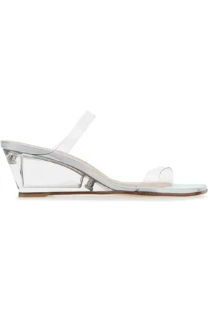Stuart Weitzman Schoenen, Dames, Grijs, 36 EU, Leer, Transparante PVC Lucite Aleena Mules