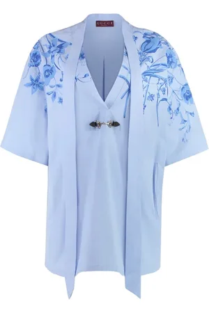 Gucci Kleedjes, Dames, Blauw, S, Blauwe Poplin Mini Jurk Stijlvol Casual