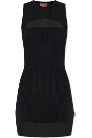 Diesel Kleedjes, Dames, Zwart, XS, Katoen, M-Slender Jurk