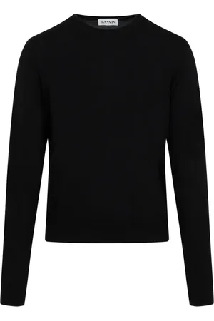Lanvin Truien, Heren, Zwart, M, Wol, Merino wollen trui met ronde hals