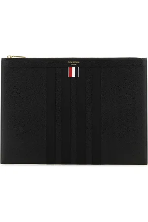 Thom Browne Tassen, Heren, Zwart, ONE Size, Leer, Zwarte leren clutch