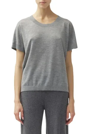 Lisa Yang Tops, Dames, Grijs, S, Cashmere Marielle T-shirt