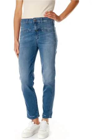Closed Jeans, Dames, Blauw, W24 L32, Denim, High-Waisted Tapered Fit Jeans