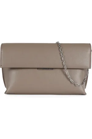 Calvin Klein Tassen, Dames, Grijs, ONE Size, Leer, Eco-leren Schoudertas