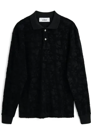 Soulland Tops, unisex, Zwart, L/Xl, Katoen, Robert pluche L/S poloshirt