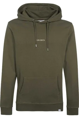 Les Deux Sweatshirts & Hoodies, Heren, Groen, S, Katoen, Katoenen Hoodie met Geribbelde Manchetten
