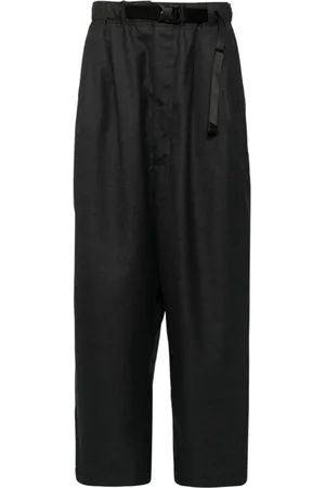 Comme des Garçons Broeken, Heren, Zwart, S, Wol, Wollen Broek Zwart met Elastische Tailleband
