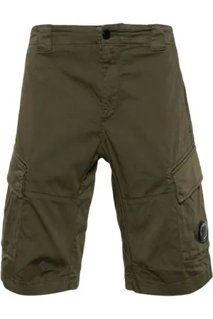 C.P. Company Korte broeken, Heren, Groen, S, Satijn, Stretch Satijnen Cargoshorts
