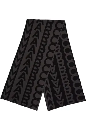 Marc Jacobs Accessoires, Dames, Zwart, ONE Size, Wol, Monogram Gebreide Sjaal