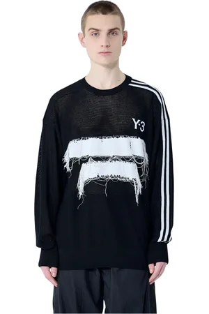 Y-3 Truien, Heren, Zwart, M, Polyester, Versleten Logo Trui