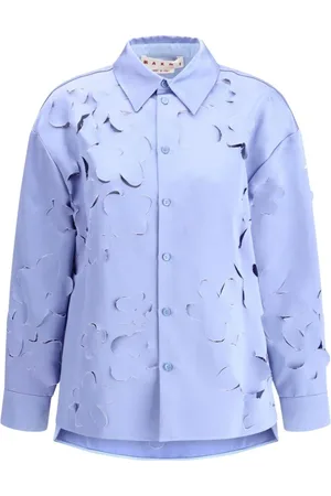 Marni Blouses & Shirts, Dames, Blauw, XS, Katoen, Klassiek overhemd met lange mouwen en knoopsluiting