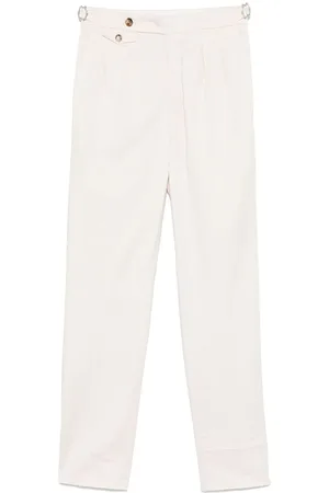 Brunello Cucinelli Broeken, Heren, Wit, XL, Katoen, Tailored broek met verstelbare taille