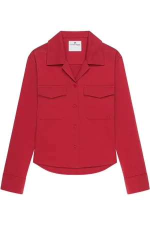 Courrèges Blouses & Shirts, Dames, Rood, S, Katoen, Rood Katoenen Overhemd met Klepzakken