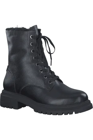 Tamaris Schoenen, Dames, Zwart, 39 EU, Leer, Lace-up Enkellaarsjes