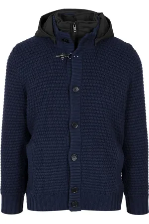 FAY Truien, Heren, Blauw, M, Hooded Jacket met Rits- en Knoopsluiting