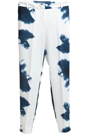 ERMANNO SCERVINO Broeken, Dames, Wit, S, Katoen, Tie-Dye Print Chino`s