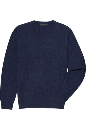 Brooks Brothers Truien, Heren, Blauw, XL, Wol, Wollen en Kasjmier V-hals Trui