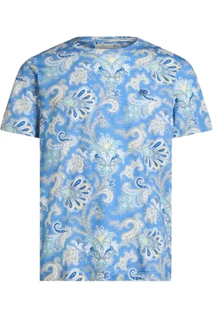 Etro Tops, Heren, Blauw, M, Katoen, T-shirt met ronde hals