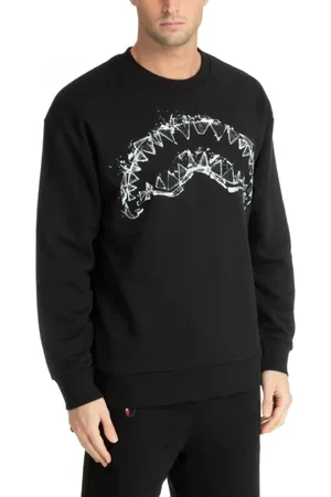 Sprayground Sweatshirts & Hoodies, Heren, Zwart, L, Katoen, Broken Glass Shark Mouth Sweatshirt