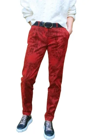 Masons Jeans, Dames, Rood, M, Katoen, Slim Velvet New York Broek