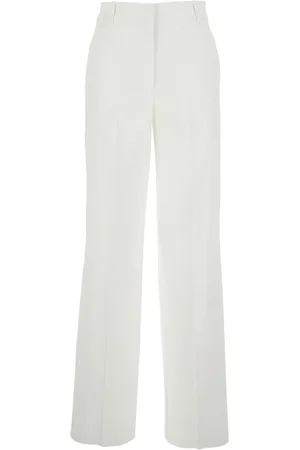 THEORY Broeken, Dames, Wit, S, Linnen, Gekreukelde witte hoge taille linnen broek