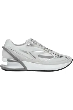 Fendi Schoenen, Dames, Grijs, 40 EU, Leer, Low-top sneakers met leren panelen