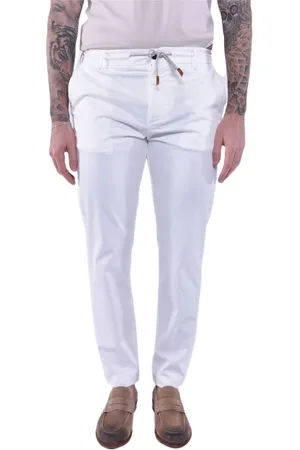 ELEVENTY Broeken, Heren, Wit, W33, Katoen, Slim-fit joggingbroek