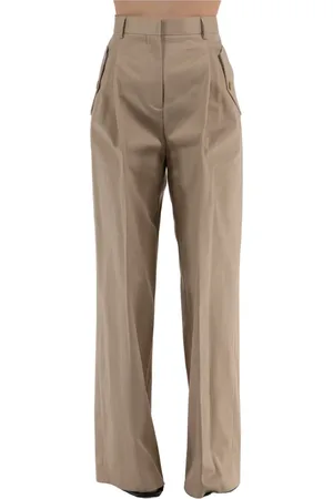 Lanvin Broeken, Dames, , XS, Katoen, High Waist Wide-Leg Gabardine Broek
