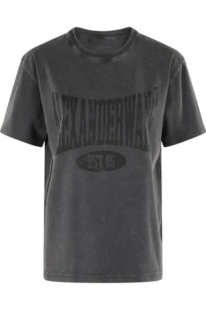 Alexander Wang Tops, Dames, Grijs, 2Xs, Katoen, Zwart Grafisch T-shirt Korte Mouw