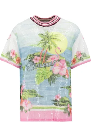 ERMANNO SCERVINO Tops, Dames, Blauw, S, Polyester, T-shirt met ronde hals