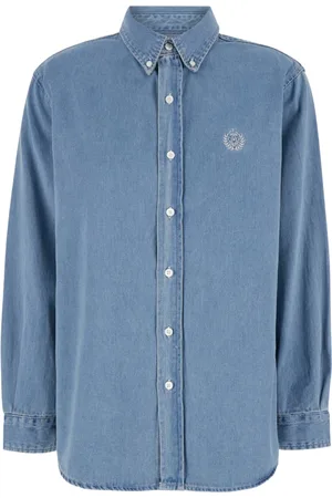 DUNST Blouses & Shirts, Dames, Blauw, L, Denim, Klassiek denim overhemd