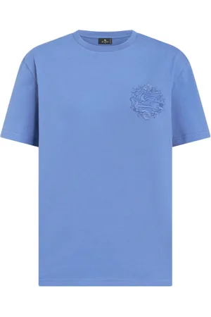 Etro Tops, Dames, Blauw, L, Katoen, Casual Blauw T-shirt met Korte Mouwen