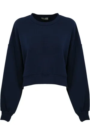Elisabetta Franchi Sweatshirts & Hoodies, Dames, Blauw, S, Katoen, Oversized Logo Sweatshirt