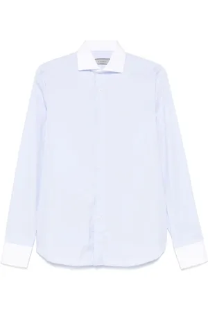CANALI Overhemden, Heren, Blauw, M, Katoen, Hemelsblauw overhemd met knopen