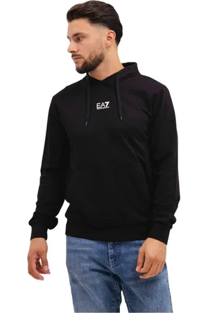 Emporio Armani Sweatshirts & Hoodies, Heren, Zwart, XS, Katoen, Stijlvolle Trendy Logo Hoodie