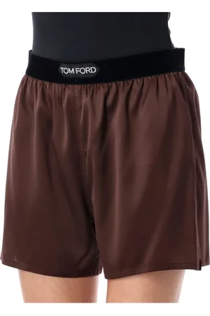 Tom Ford Korte broeken, Dames, Bruin, S, Satijn, Donkerbruine zijden boxershorts