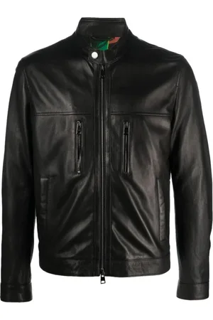 Etro Jassen, Heren, Zwart, XL, Leer, Leren jas