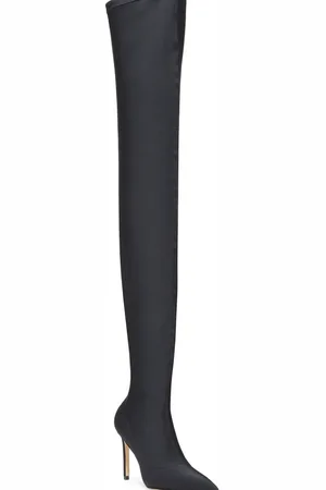 Stuart Weitzman Schoenen, Dames, Zwart, 36 EU, Satijn, Stretch Laars Verhoog Stijl Modern Klassiek
