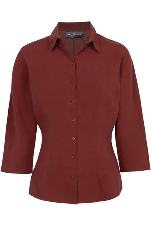 Cortana Blouses & Shirts, Dames, Bruin, XL, Linnen, Linnen Fitted Shirt