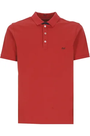 FAY Tops, Heren, Rood, M, Katoen, Polo Shirt met Logo