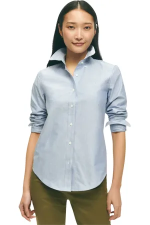 Brooks Brothers Blouses & Shirts, Dames, Blauw, S, Katoen, Klassiek Oxford overhemd met knoopsluiting