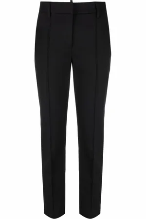 Brunello Cucinelli Broeken, Dames, Zwart, L, Katoen, Slim-Fit Cropped Broek
