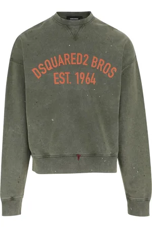 Dsquared2 Sweatshirts & Hoodies, Heren, Groen, S, Katoen, Logo Katoenen Sweatshirt met Ronde Hals