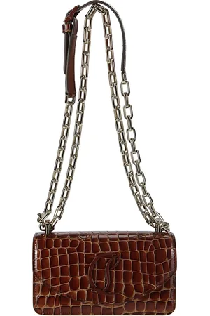 Christian Louboutin Tassen, Dames, Bruin, ONE Size, Katoen, Loubi 54 Chain Crossbody Small