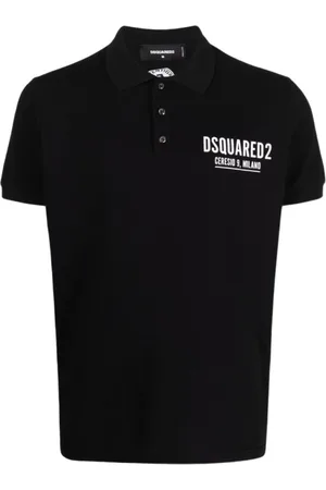 Dsquared2 Tops, Heren, Zwart, M, Katoen, Zwart poloshirt met knoopsluiting