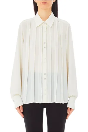 Liu Jo Blouses & Shirts, Dames, Wit, M, Polyester, Shirt met lange mouwen en plooien