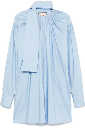 Plan C Kleedjes, Dames, Blauw, S, Katoen, Sjaal Detail Mini Jurk Hemelsblauw