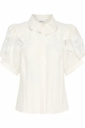 Karen by Simonsen Blouses & Shirts, Dames, Wit, M, Blouse met Pofmouwen