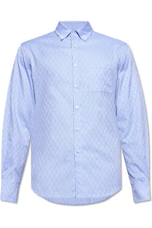 Salvatore Ferragamo Overhemden, Heren, Blauw, 3Xl, Katoen, Monogram Overhemd