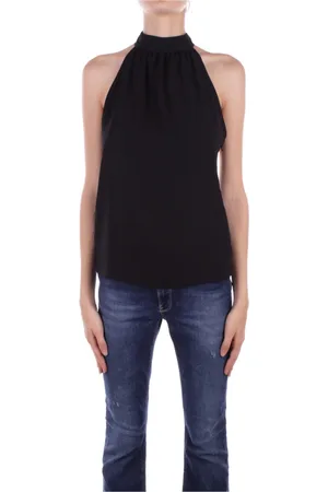 Liu Jo Tops, Dames, Zwart, M, Polyester, Zwarte Top met Rits aan de Achterkant